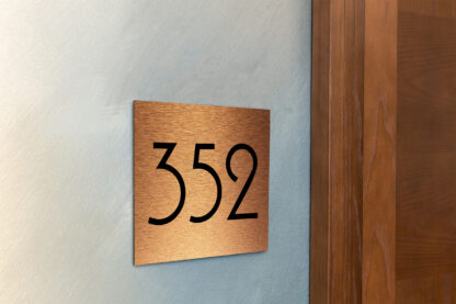 Modern Brushed Copper Hotel Door Number Sign AD110-BC