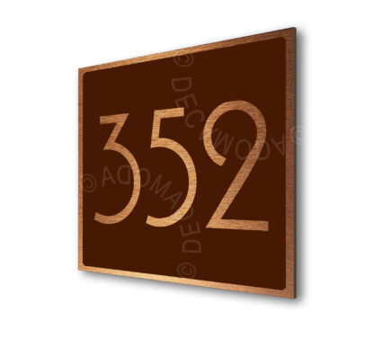 Modern Brushed Copper and Matt Brown Hotel Door Number Sign AD110-BCBR
