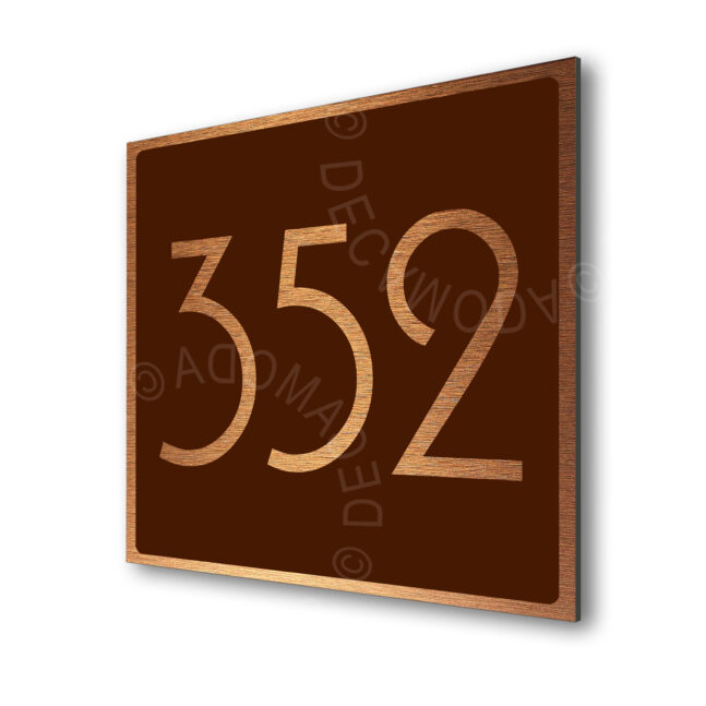 Modern Brushed Copper and Matt Brown Hotel Door Number Sign AD110-BCBR