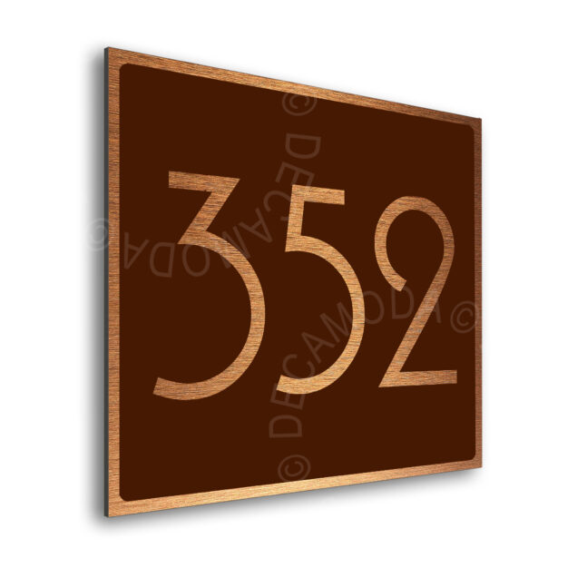 AD110-BCBR-2 Modern Brushed Copper and Matt Brown Hotel Door Number Sign AD110-BCBR