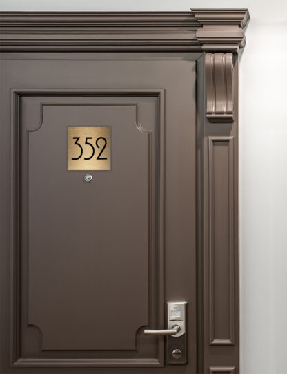 Modern Brushed Gold Hotel Door Number Sign AD110-BG