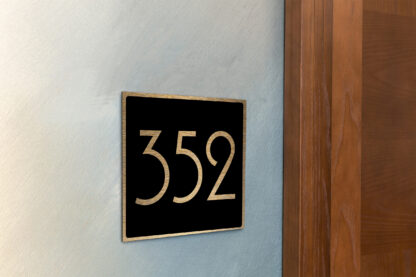 Modern Brushed Gold and Matt Black Hotel Door Number Sign AD110-BGB