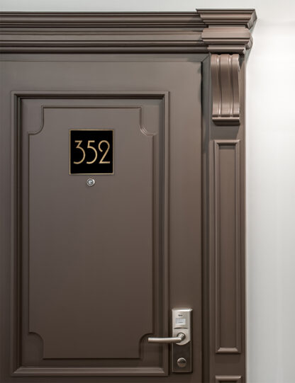 Modern Brushed Gold and Matt Black Hotel Door Number Sign AD110-BGB