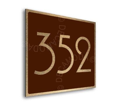 Modern Brushed Gold and Matt Brown Hotel Door Number Sign AD110-BGBR