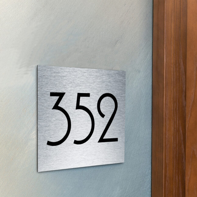 AD110-BS-2 Modern Brushed Silver Hotel Door Number Sign AD110-BS