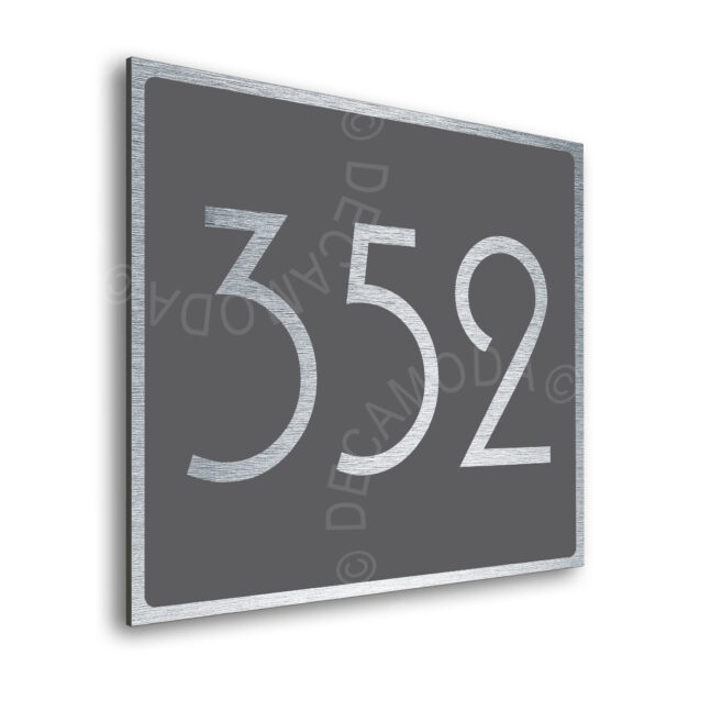 AD110-BSG-2 Modern Brushed Silver and Matt Gray Hotel Door Number Sign AD110-BSG