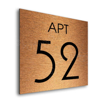 Modern Brushed Copper Apartment Door Number Sign AD111-BC