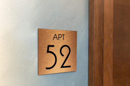 Modern Brushed Copper Apartment Door Number Sign AD111-BC