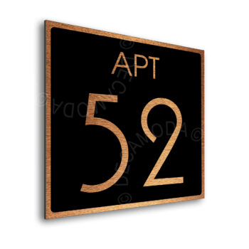 Modern Brushed Copper and Matt Black Apartment Door Number Sign AD111-BCB