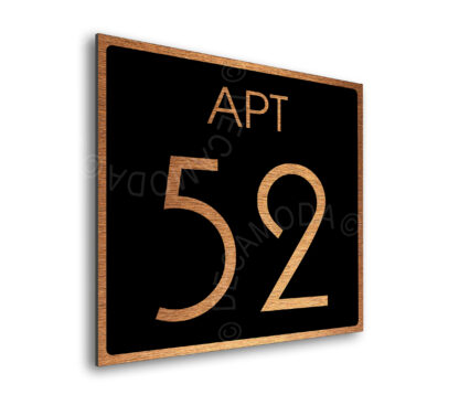 Modern Brushed Copper and Matt Black Apartment Door Number Sign AD111-BCB