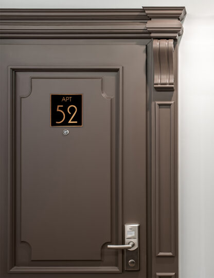 Modern Brushed Copper and Matt Black Apartment Door Number Sign AD111-BCB