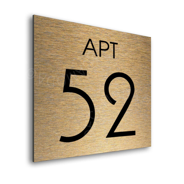 Modern Brushed Gold Apartment Door Number Sign AD111-BG