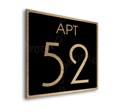 Modern Brushed Gold and Matt Black Apartment Door Number Sign AD111-BGB