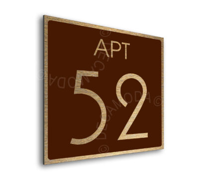 Modern Brushed Gold and Matt Brown Apartment Door Number Sign AD111-BGBR