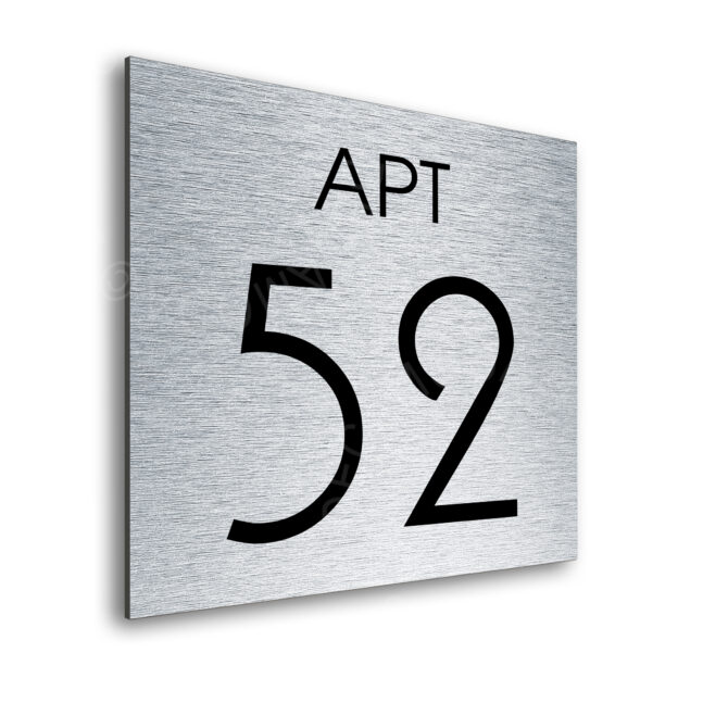 AD111-BS-2 Modern Brushed Silver Apartment Door Number Sign AD111-BS