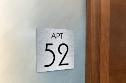 Modern Brushed Silver Apartment Door Number Sign AD111-BS