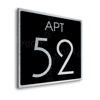 Modern Brushed Silver and Matt Black Apartment Door Number Sign AD111-BSB