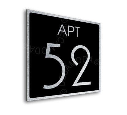 Modern Brushed Silver and Matt Black Apartment Door Number Sign AD111-BSB