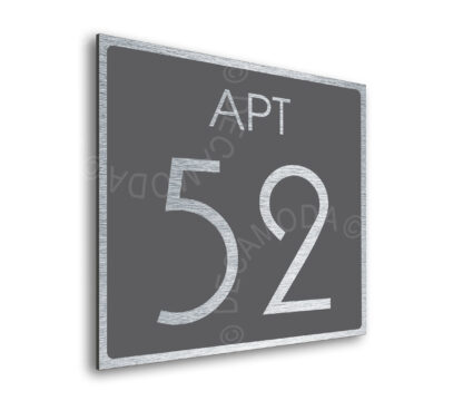 Modern Brushed Silver and Matt Gray Apartment Door Number Sign AD111-BSG