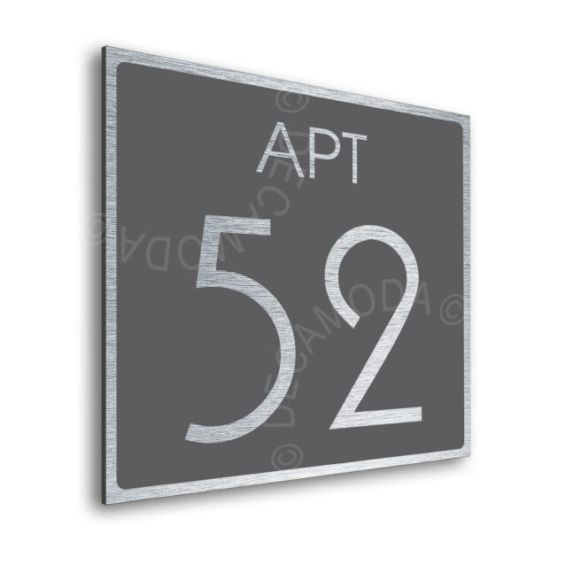 AD111-BSG-2 Modern Brushed Silver and Matt Gray Apartment Door Number Sign AD111-BSG