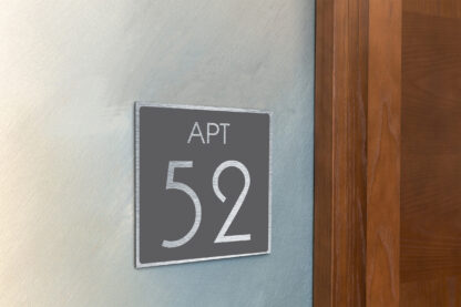 Modern Brushed Silver and Matt Gray Apartment Door Number Sign AD111-BSG