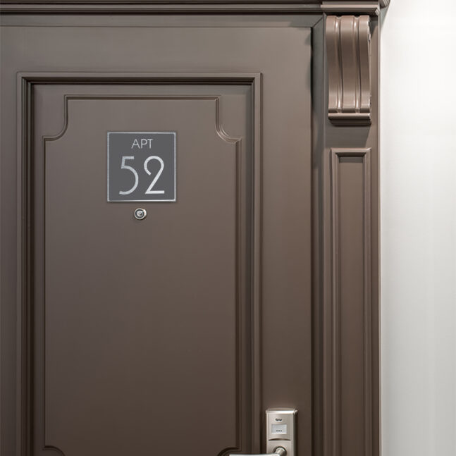 AD111-BSG-4 Modern Brushed Silver and Matt Gray Apartment Door Number Sign AD111-BSG