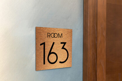 Modern Brushed Copper Room Door Number Sign AD109-BC