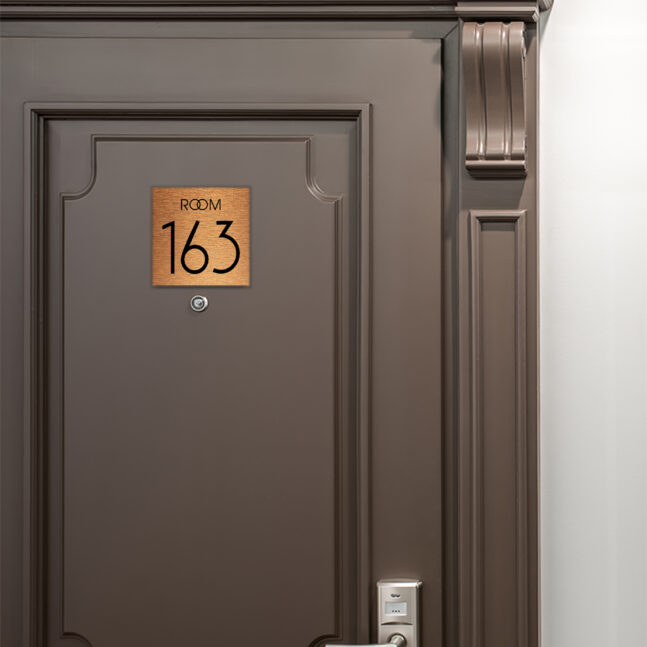 AD109-BC-4 Modern Brushed Copper Room Door Number Sign AD109-BC