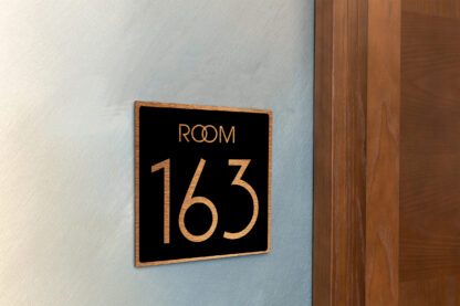 Modern Brushed Copper and Matt Black Room Door Number Sign AD109-BCB