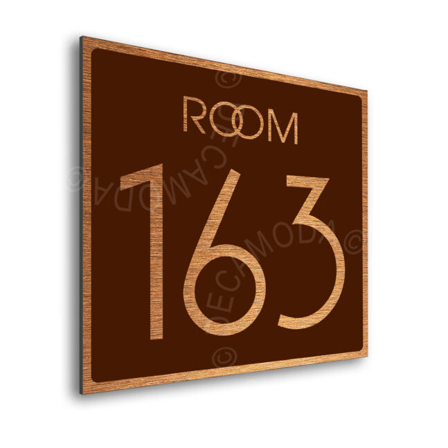 AD109-BCBR-2 Modern Brushed Copper and Matt Brown Room Door Number Sign AD109-BCBR
