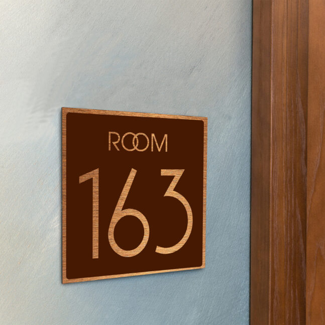 AD109-BCBR-3 Modern Brushed Copper and Matt Brown Room Door Number Sign AD109-BCBR
