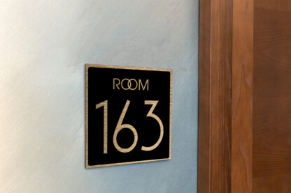Modern Brushed Gold and Matt Black Room Door Number Sign AD109-BGB
