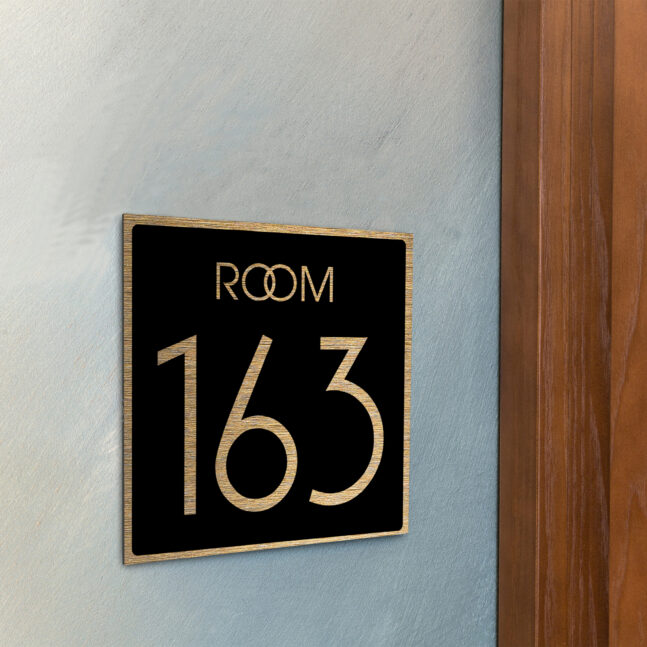 AD109-BGB-3 Modern Brushed Gold and Matt Black Room Door Number Sign AD109-BGB
