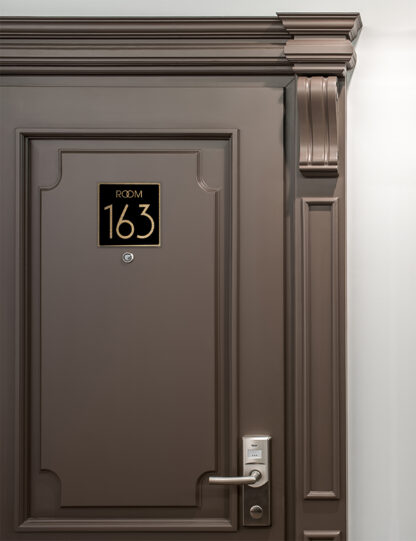 Modern Brushed Gold and Matt Black Room Door Number Sign AD109-BGB