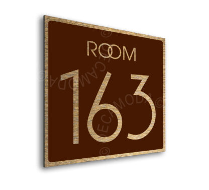 Modern Brushed Gold and Matt Brown Room Door Number Sign AD109-BGBR