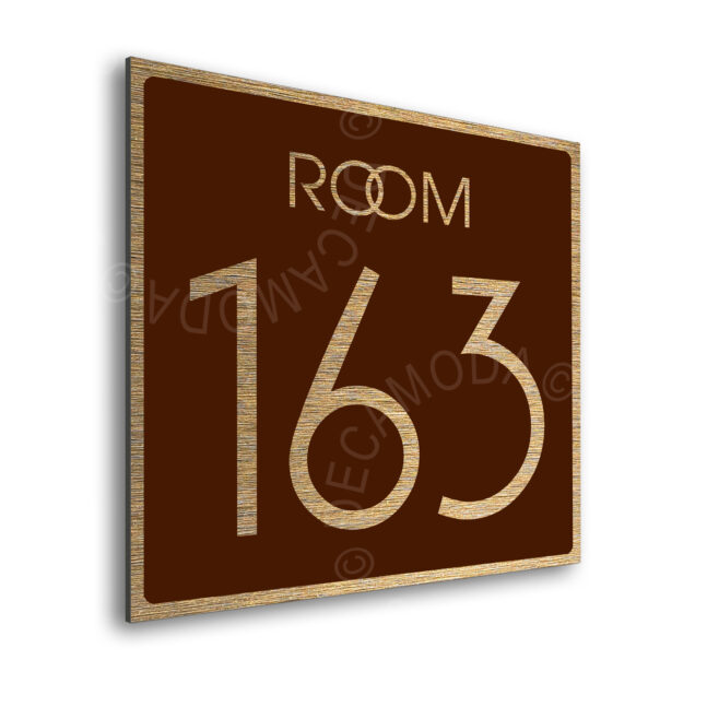 AD109-BGBR-2 Modern Brushed Gold and Matt Brown Room Door Number Sign AD109-BGBR