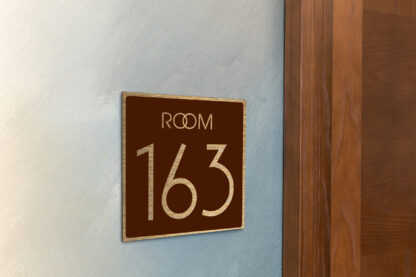 Modern Brushed Gold and Matt Brown Room Door Number Sign AD109-BGBR