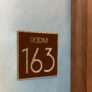 Modern Brushed Gold and Matt Brown Room Door Number Sign AD109-BGBR