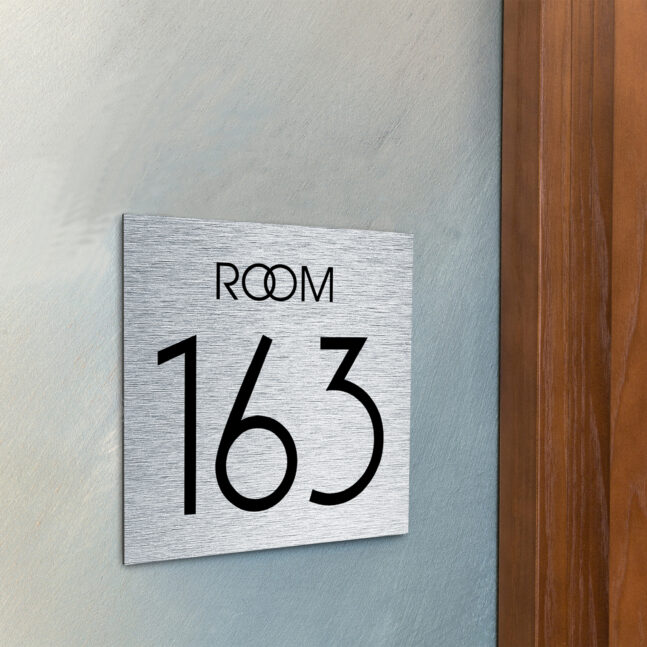 AD109-BS-3 Modern Brushed Silver Room Door Number Sign AD109-BG
