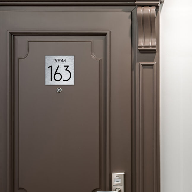 AD109-BS-4 Modern Brushed Silver Room Door Number Sign AD109-BG