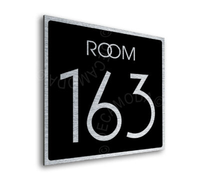 Modern Brushed Silver and Matt Black Room Door Number Sign AD109-BSB