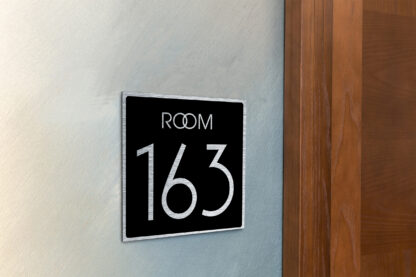 Modern Brushed Silver and Matt Black Room Door Number Sign AD109-BSB