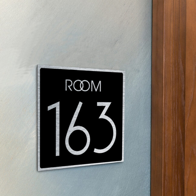 AD109-BSB-3 Modern Brushed Silver and Matt Black Room Door Number Sign AD109-BSB