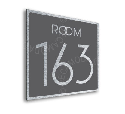 Modern Brushed Silver and Matt Gray Room Door Number Sign AD109-BSG