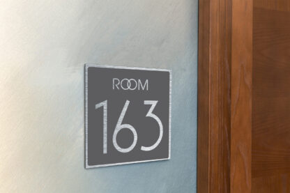 Modern Brushed Silver and Matt Gray Room Door Number Sign AD109-BSG