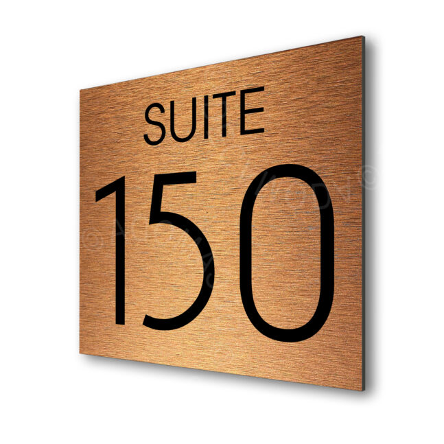 Modern Brushed Copper Suite Door Number Sign AD112-BC