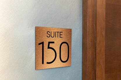 Modern Brushed Copper Suite Door Number Sign AD112-BC