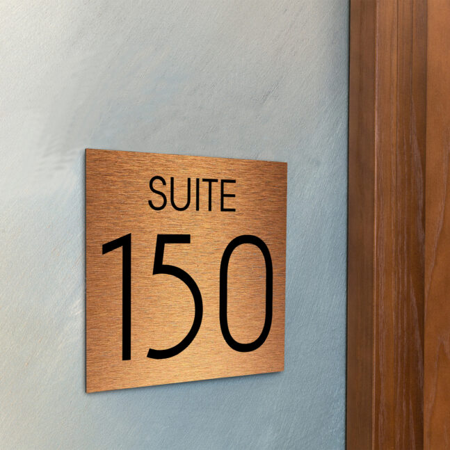 AD112-BC-3 Modern Brushed Copper Suite Door Number Sign AD112-BC