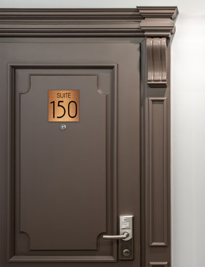 Modern Brushed Copper Suite Door Number Sign AD112-BC