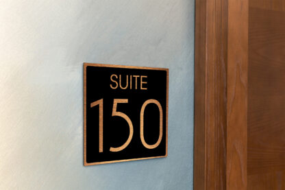 Modern Brushed Copper and Matt Black Suite Door Number Sign AD112-BCB